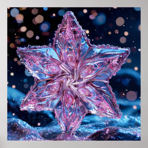 Utsmyckad rosa stjärnaornament poster