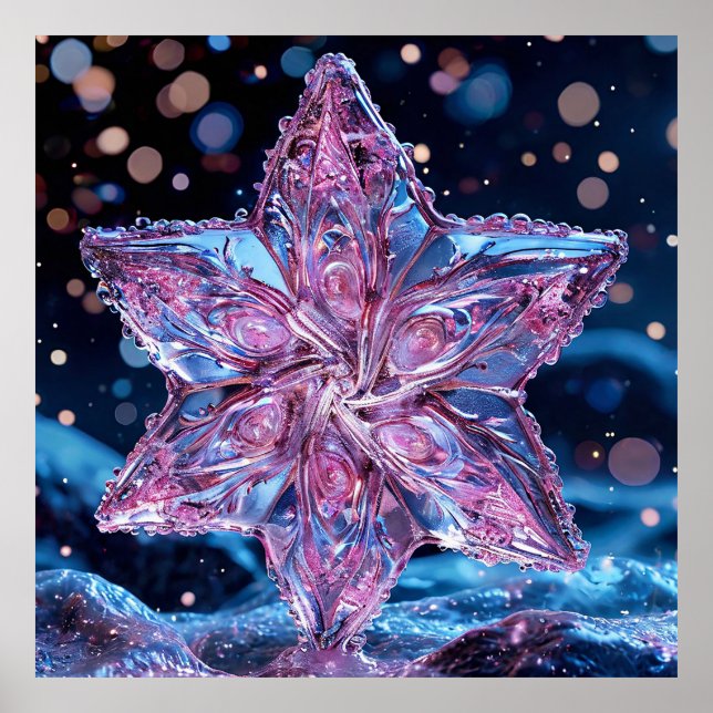Utsmyckad rosa stjärnaornament poster (Framsidan)