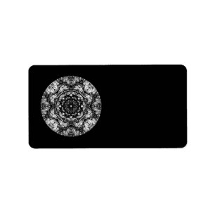 Utsmyckad rundadesign på Black. Adressetikett