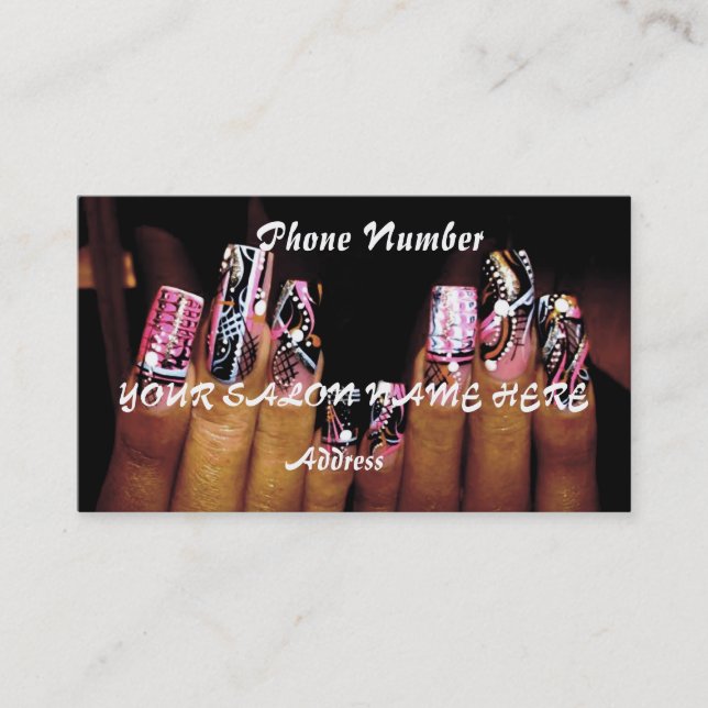 UTSMYCKAD SALONG FÖR NAGEL FÖR NAGELVISITKORTMALL VISITKORT (Framsida)