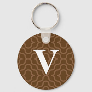 Utsmyckad samtida Monogram - brev V Nyckelring