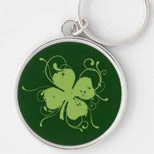 Utsmyckad Shamrock Rund Silverfärgad Nyckelring