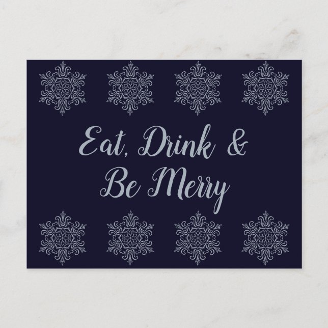 Utsmyckad Silver Snöflinga Vykort (Framsida)