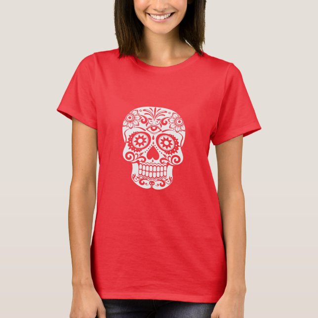 Utsmyckad Skalle Konst T Shirt (Framsida)