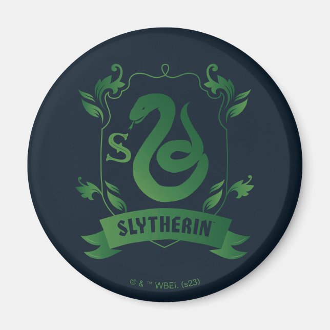 Utsmyckad SLYTHERIN™ Husets vapensköld Magnet (Framsidan)