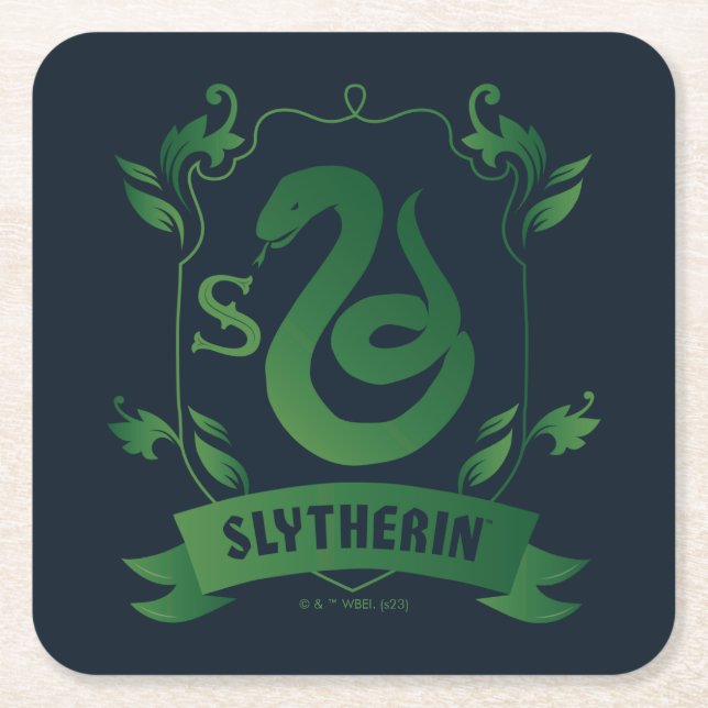 Utsmyckad SLYTHERIN™ Husets vapensköld Underlägg Papper Kvadrat (Framsidan)
