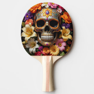 Utsmyckad sockerskalle pingisracket