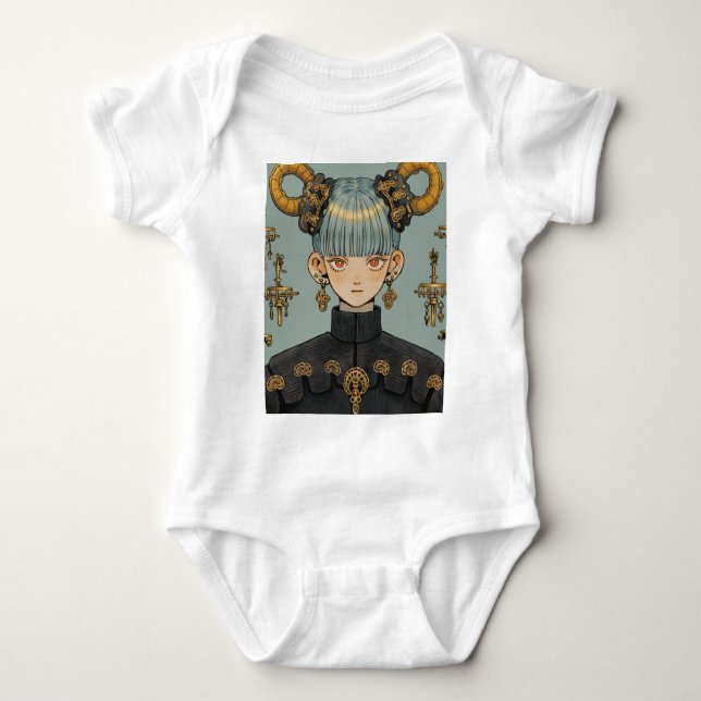 Utsmyckad Steampunk Fantasy Anime Flicka T Shirt (Framsida)
