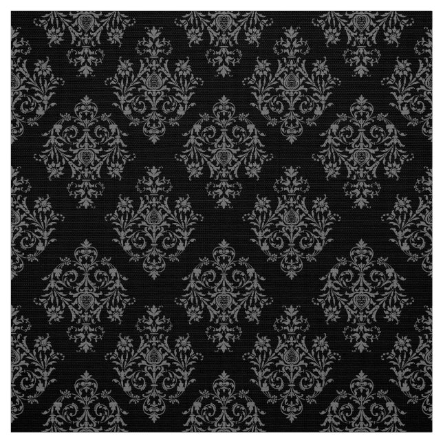Utsmyckad svart Damaskus-mönstrad tyg i barockstil (Provkarta)