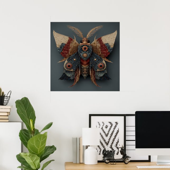 Utsmyckad Symmetrisk 3D-Mal med Guldaccent Poster (Hemmakontoret)