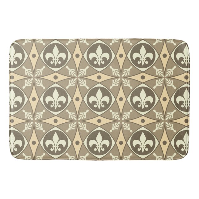 Utsmyckad Taupe Fransk Fleur de Lis Badrumsmatta (Framsidan)