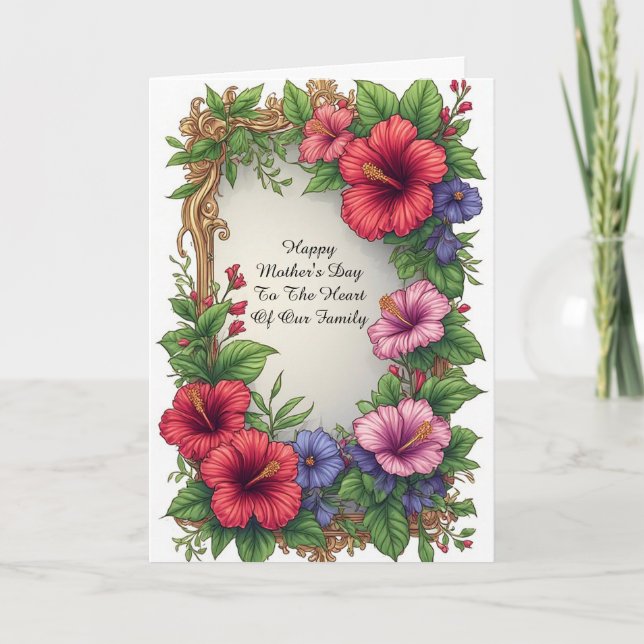 Utsmyckad tropisk hibiskus blomster ram kort (Framsida)