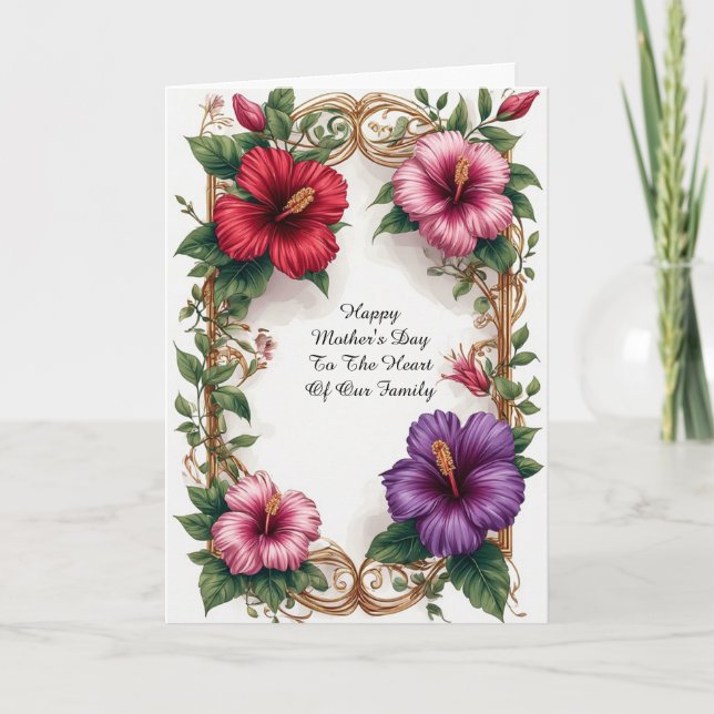 Utsmyckad tropisk hibiskusblomma ram kort (Framsida)