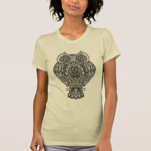Utsmyckad uggla för inspirerad hand plockade t shirt