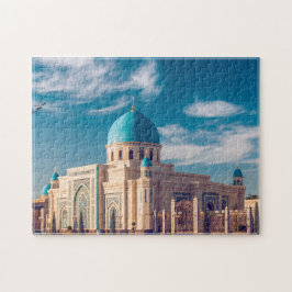 Utsmyckad Uzbekistan-moské Turkos kupol Pussel