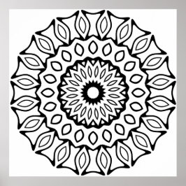 Utsmyckad valv- och blad-ring mandala-mönsterdesig poster