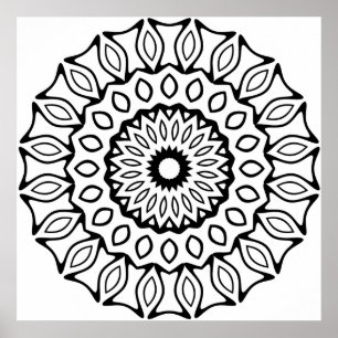 Utsmyckad valv- och blad-ring mandala-mönsterdesig poster