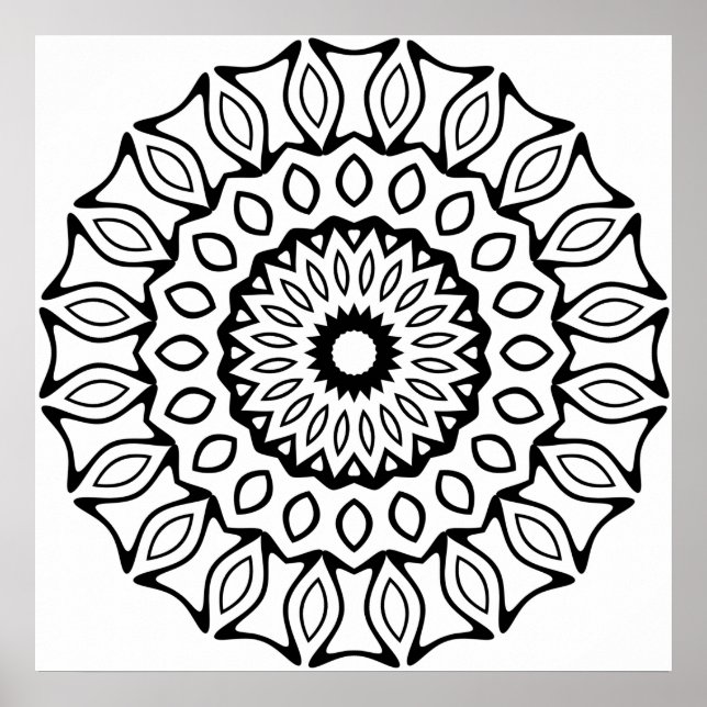 Utsmyckad valv- och blad-ring mandala-mönsterdesig poster (Framsidan)