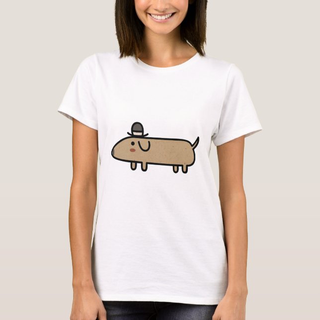Utsmyckad Wienerhund med hatten Tröja (Framsida)