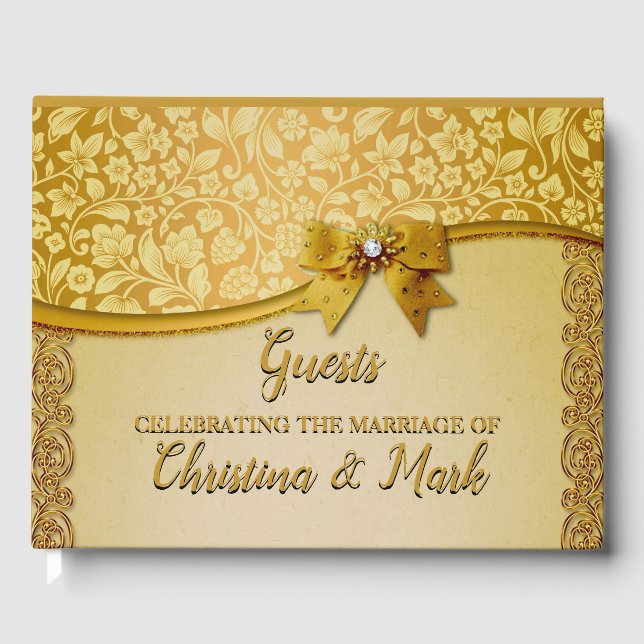 Utsmyckade Eleganta Retro Abstrakt Blommor och bla Gästböcker (Framsida)