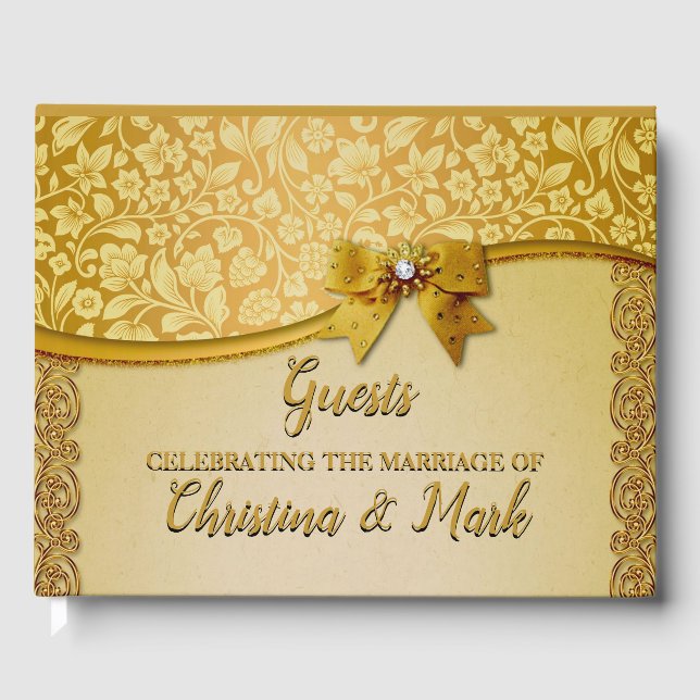 Utsmyckade Eleganta Retro Abstrakt Blommor och Löv Gästböcker (Framsida)