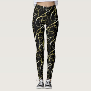 Utsmyckade guldsnörkel på valfri färg leggings