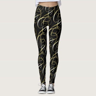 Utsmyckade guldsnörkel på valfri färg leggings