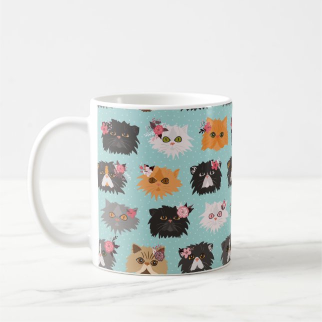 Utsmyckade perserkatter kaffemugg (Vänster)