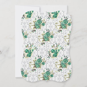 Utsmyckade Platta Kort Vintage Blommiga Inbjudni