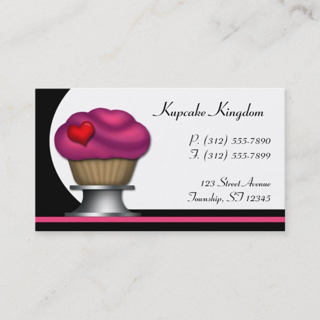 Utsmyckade rosa muffinsockelvisitkortar visitkort (Framsida)