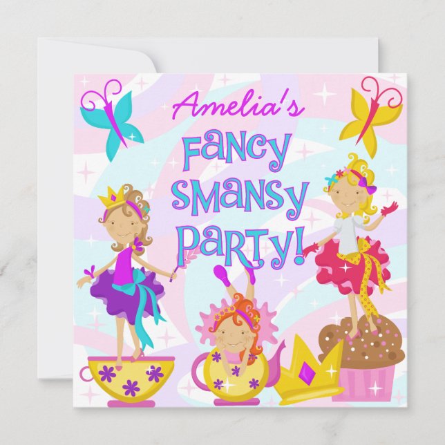 Utsmyckade Smansy födelsedagsfest inbjudan (Framsida)