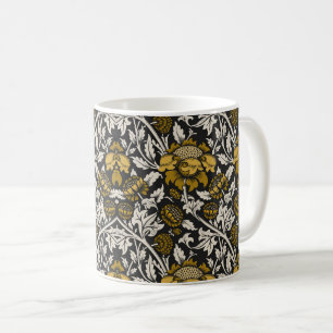 Utsmyckat blommönster med stora gyllene blommor kaffemugg