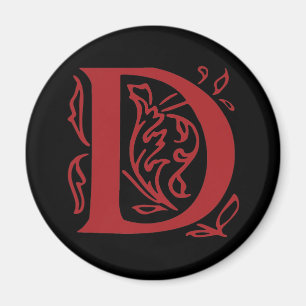 Utsmyckat brev D Magnet