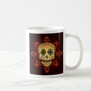 Utsmyckat flamma sockerskallen kaffemugg