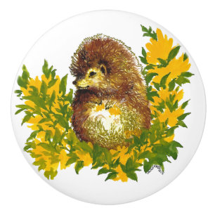 Utsmyckat gulligt designat igelkottvattenfärgtryc knopp