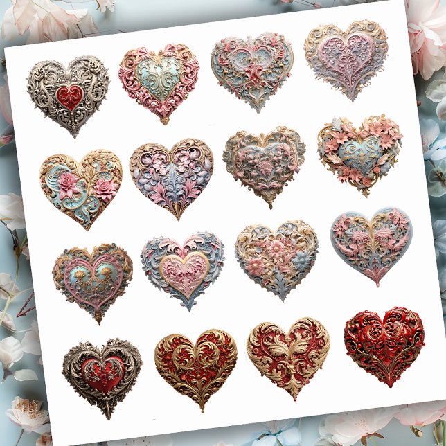 Utsmyckat hjärta klistermärken (Skapare uppladdad)