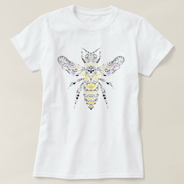 utsmyckat honungbi tee shirt (Design framsida)