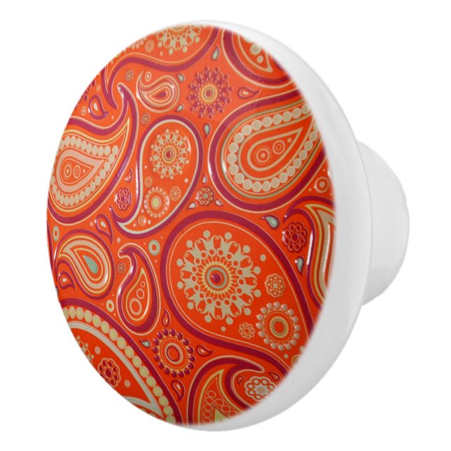 Utsmyckat orange paisley-mönster knopp (Höger)