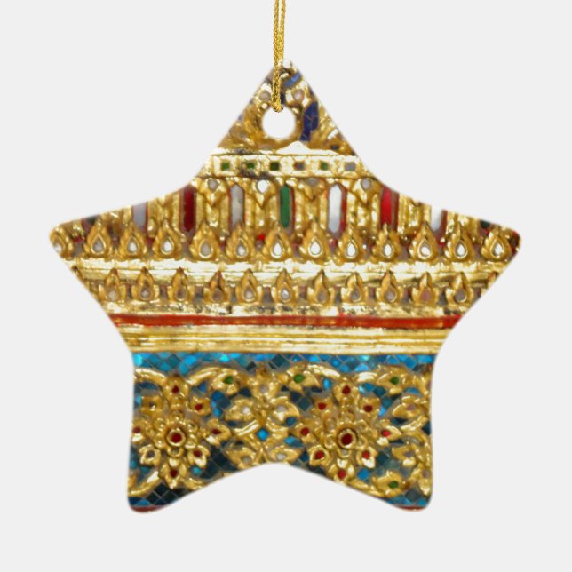 Utsmyckat räcka tillverkad thailändsk keramik julgransprydnad keramik (Framsidan)