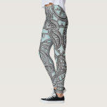 Utsmyckat svart snöre- och krickamönster leggings<br><div class="desc">Dekorativt snöre verkställer mönstrad damasker (inget använt verkligt snöre)</div>