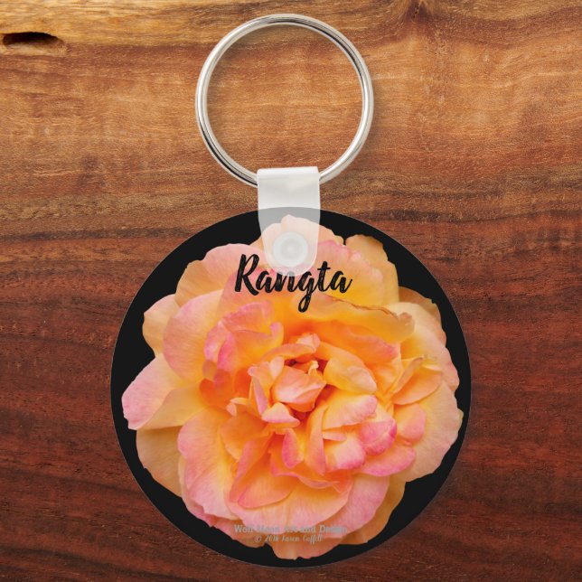 Utsnittsdesign för persiko-Gultens Rosa Blanda uts Nyckelring (Framsida)