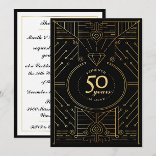 Utsökt Art Deco 50-årsjubileumsinbjudan Inbjudningar