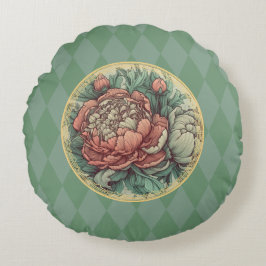 Utsökt Art nouveau Peonies Rund Kudde