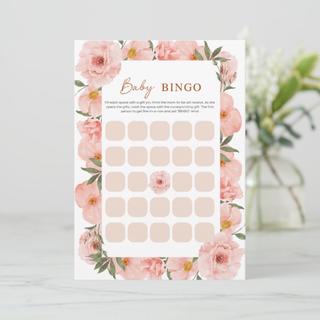 Utsökt BINGO-kort för baby shower med persiko blom Inbjudningar (Stående Fram)