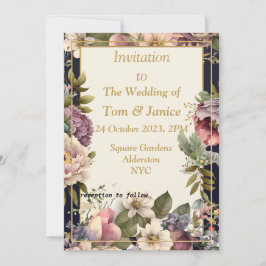 Utsökt blomsterkantad bröllopsinbjudan inbjudningar