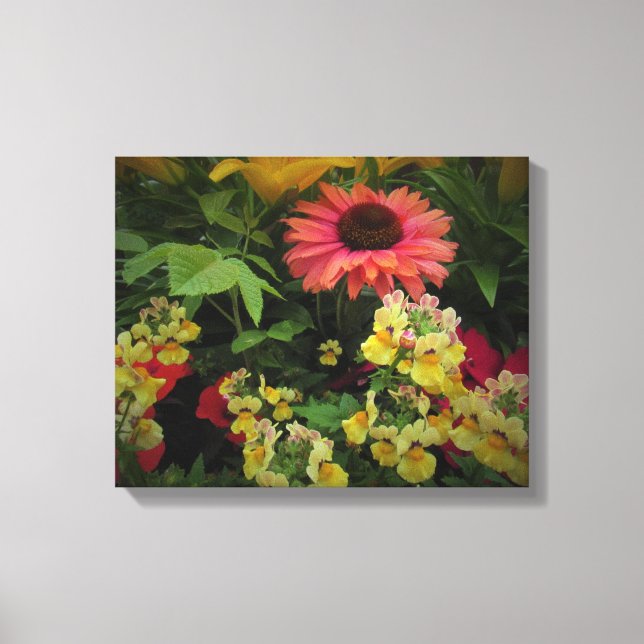 Utsökt Blomsterträdgård i Black Vignette Canvas (Framsida)