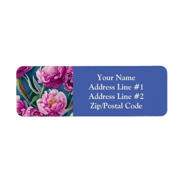 Utsökt Land Garden Peonies Returadress Etikett (Framsidan)