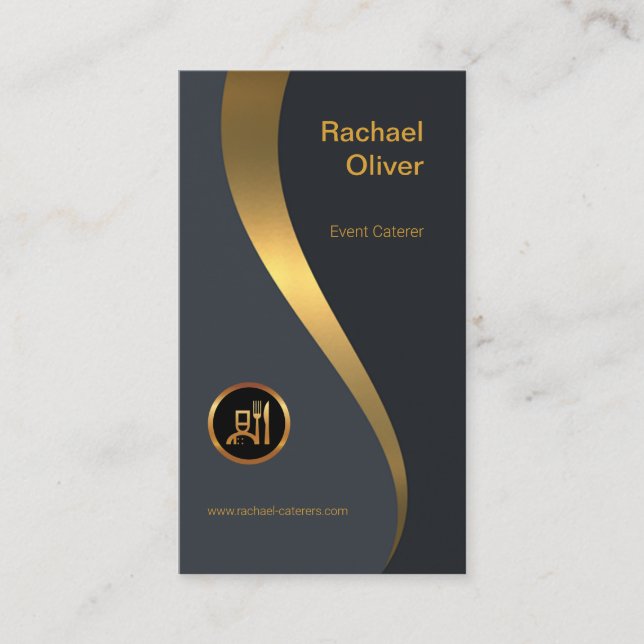 Utsökt lyxigt guld vinkar äta middag fint visitkort (Framsida)