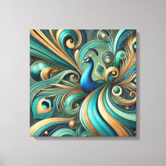 Utsökt Påfågeldesign Canvas Konst (Framsida)