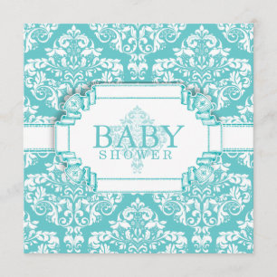 Utsökt Robins Egg Blue Damask Inbjudningar